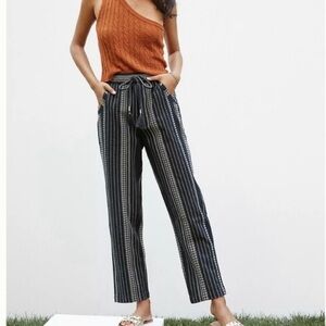 Anthropologie Black and White Striped Beach Straight Leg Pants
